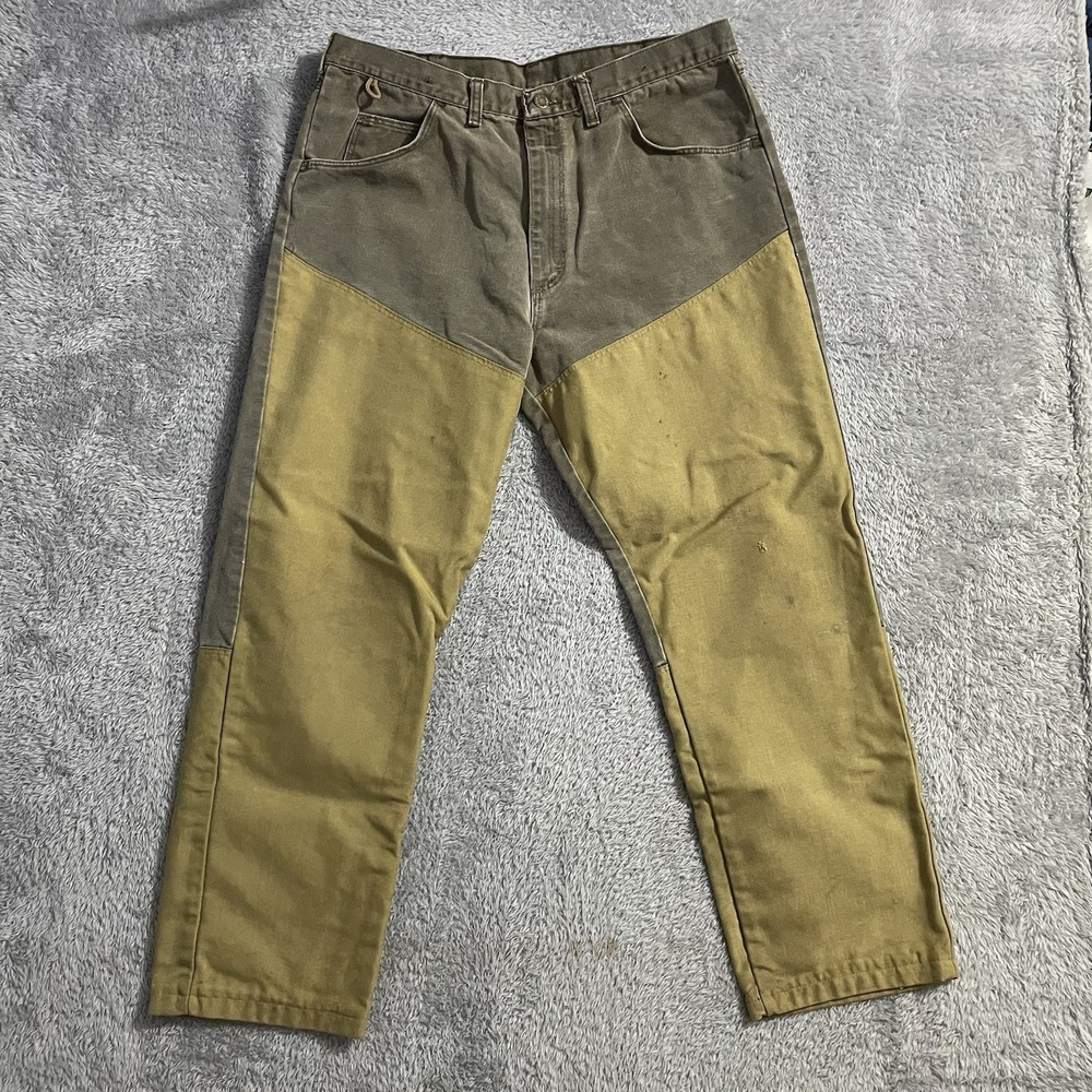 Wrangler Rugged Wear‎ Pants Mens Size 35x28 Brush Briar Brown Canvas Durable